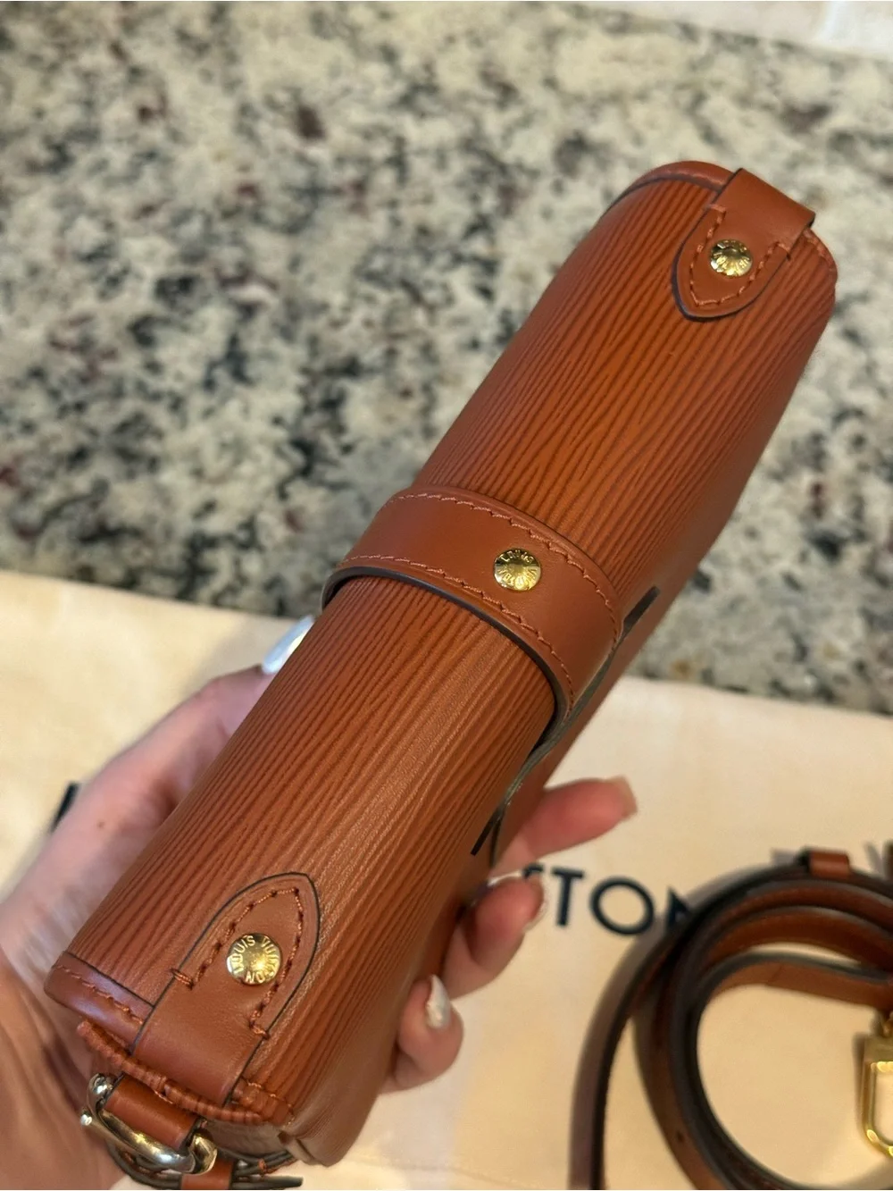 Louis Vuitton Cognac Saumur BB Epi Leather Crossbody